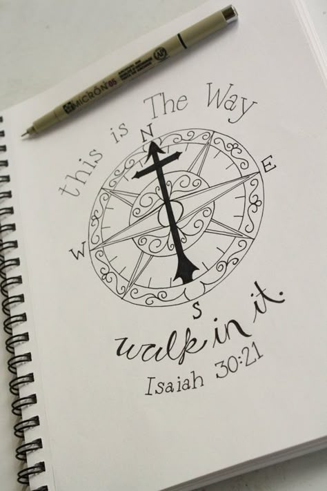 True North Tattoo, Isaiah 30 21, Bible Tattoos, Isaiah 30, Bible Journal Notes, Simplistic Style, Outdoors Tattoo, The Compass, Scripture Print