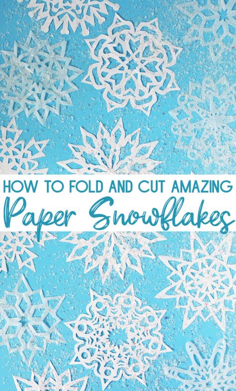 how to fold and cut amazing paper snowflakes Tissue Paper Snowflakes Diy, Snowflake Food Ideas, Snow Flakes Paper Craft, How To Make A Snowflake Out Of Paper, How To Cut Snowflakes Easy, How To Fold Paper For Snowflakes, How To Make A Paper Snowflake, How To Make Snowflakes Out Of Paper, How To Make Paper Snowflakes