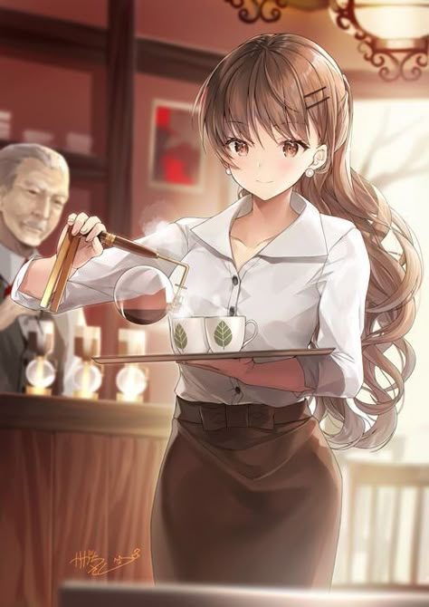 Anime Coffee, Fan Art Anime, Anime People, Art Anime, An Anime, Anime Scenery, Anime Outfits, Manga Girl, 그림 그리기