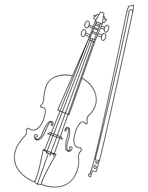 Violin Coloring Pages - Best Coloring Pages For Kids Violin Drawing, Free Violin Sheet Music, Violin Teaching, Printable Stencil, Musical Instruments Drawing, Violin Instrument, Harry Potter Art Drawings, Violin Art, Violin Design