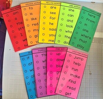 Sight Word Sticker books for students to track progress towards mastering their sight words. Each sight word list is double-sided with visual sight words on the back from Dolch pre-primer and primer list.Sight Word Sticker books are: Fully editable ppt - change sight words to meet your student's ne... Sight Word Booklets, Book With Pictures, Books For Students, Sight Word List, Reading Readiness, Word Flashcards, Pre Primer Sight Words, Kindergarten Anchor Charts, Yellow Words