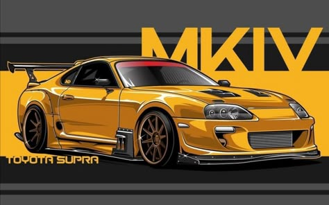 Supra Mk4 For Pc, Car Artwork Wallpaper Pc, Supra Artwork, Car Artwork Automotive Art, Car Animation, Supra Mk4, Automotive Illustration, Toyota Supra Mk4, Cool Car Drawings