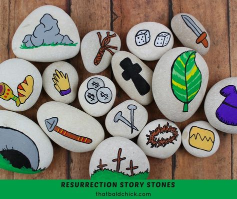 The Easter Story Craft, Reserection Crafts Sunday School, Lent Crafts, Easter Story Stones, Resurrection Eggs Story, Easter Egg Jesus Story, Resurrection Crafts, Palm Sunday Decorations, Palm Sunday Crafts