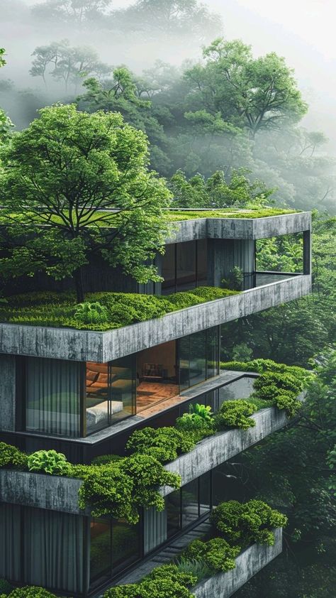 Nature Building Architecture, Eco Brutalism Architecture, Mythical Architecture, Eco Brutalism, Jdm Logo, Green Building Architecture, Brutalist House, Natural Architecture, Architecture Design Process