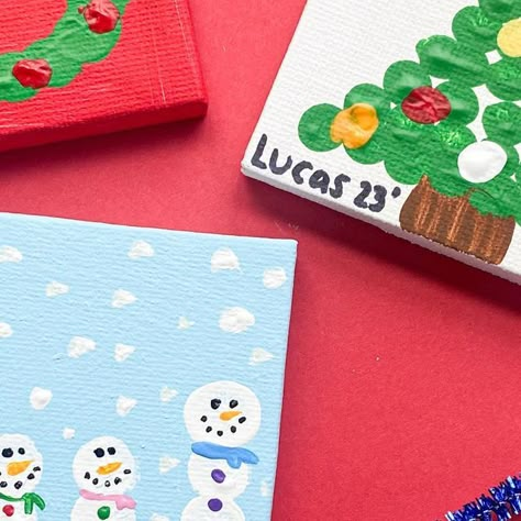 Deena Keller on Instagram: "Fingerprint Canvas Gift🎄 follow @abcdeelearning for more kids ideas" Canvas Holiday Crafts For Kids, Canvas Preschool Christmas Art, Fingerprint Christmas Art For Kids, Preschool Christmas Canvas, Christmas Fingerprint Art For Kids, Canvas Christmas Crafts For Kids, Canvas Crafts For Kids, Fingerprint Canvas, Fingerprint Christmas Tree