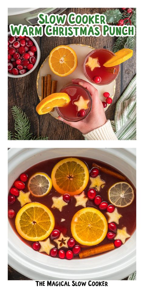 Warm Christmas Punch {Crockpot} Warm Punch Recipes, Crockpot Beverages, Hot Punch Recipe, Hot Winter Cocktails, Crockpot Thanksgiving, Crockpot Drinks, Christmas Morning Punch, Crockpot Christmas, Apple Cider Punch