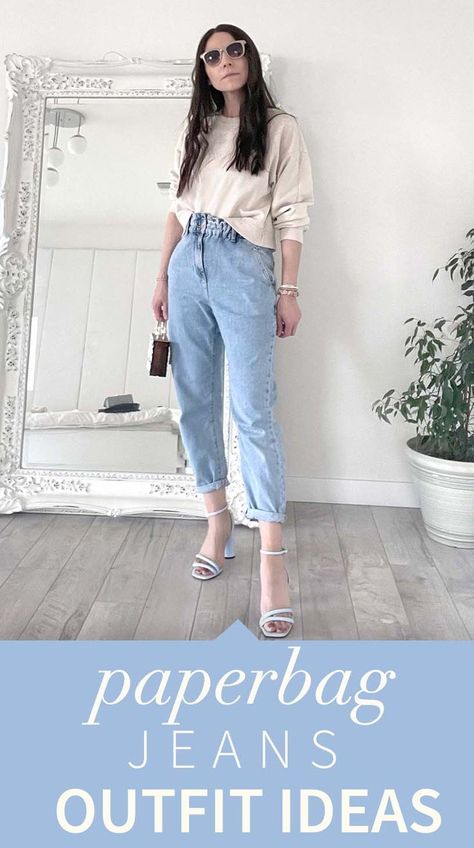 Paperbag Jeans Outfit Casual, Zara Baggy Jeans Outfit, Paperbag Jeans Outfit Summer, Baggy Paperbag Jeans Outfit, Zara Paperbag Jeans Outfit, Paper Bag Jeans Outfit, Paperbag Jeans Outfit, Baggy Jeans Styling, Paperbag Pants Outfit