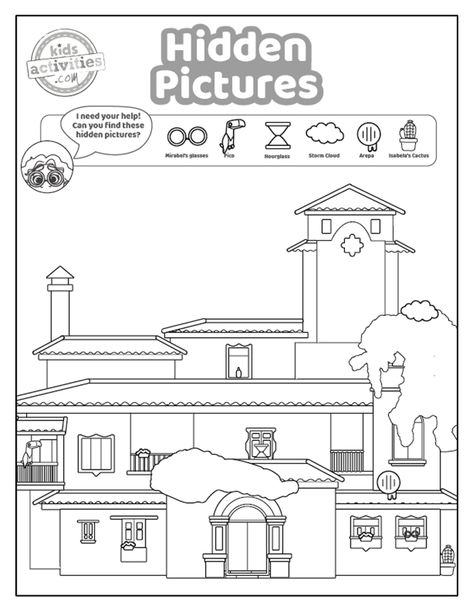 Encanto Activity Sheets, Encanto Activities For Kids, Encanto Printables, Encanto Coloring Pages, Encanto Decor, Encanto Coloring, Hidden Picture Games, Encanto Movie, Disney Crafts For Kids