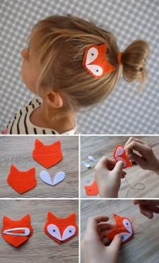 hair ornaments Ideas, Craft Ideas on hair ornaments Syprosjekter For Nybegynnere, Felt Hair Accessories, Fox Hair, Felt Fox, Felt Hair Clips, Diy Bebe, Baby Diy, Diy Hair Bows, Diy Baby