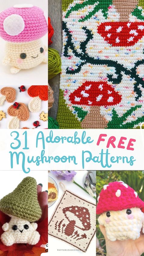 free crochet mushroom patterns roundup 31 free crochet mushroom patterns Crochet Mushroom Friend, Crochet Mushroom Garland Free Pattern, Mushroom Man Crochet Pattern Free, Granny Square Mushroom Crochet Pattern, Mushroom Crochet Projects, Crochet Mushroom Blanket Pattern Free, Cottage Core Crochet Patterns Free, Mushroom Crochet Top, Mushroom Granny Square Pattern Free