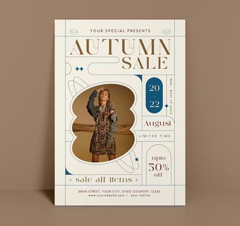 Autumn Sale Flyer Template AI, EPS, PSD Autumn Design Graphic, Autumn Graphic Design, Boho Graphic Design, Store Flyers, Website Examples, Fall Banner, Graphic Design Flyer, Marketing Flyers, Flyer And Poster Design