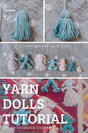 Mermaid Yarn Doll Diy, Simple Wool Crafts, Wool Dolls Diy, Wool Dolls How To Make, Throw A Fit Yarn Doll, Yarn Dolls How To Make, Simple Childhood, Diy Yarn Dolls, Yarn Animals