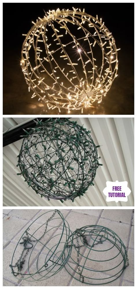 Christmas Light Balls, Christmas Hanging Baskets, Ideas Decoracion Navidad, Fence Diy, Video Led, Outdoor Fence, Basket Christmas, Diy Christmas Lights, Lights Decoration