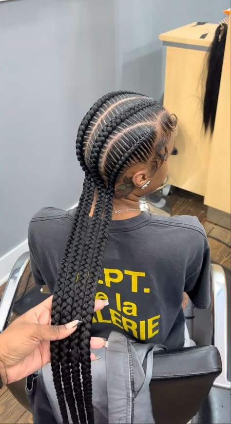 4 Feed In Braids Hairstyles, 4 Stitch Braids, 4 Feed In Braids, Black Kids Braids Hairstyles, Cornrows Braids For Black Women, Weave Ponytail Hairstyles, Braided Hairstyles For Black Women Cornrows, Girl Hair Styles, Feed In Braids Hairstyles