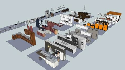 kitchen cabinet collection - 3D Warehouse Revit Tutorial Architecture, Kitchen Cabinets Models, Warehouse Kitchen, Elegant Kitchen Design, Kitchen Layout Plans, Minimalist Kitchen Design, House Construction Plan, Sketchup Model, Kitchen Images