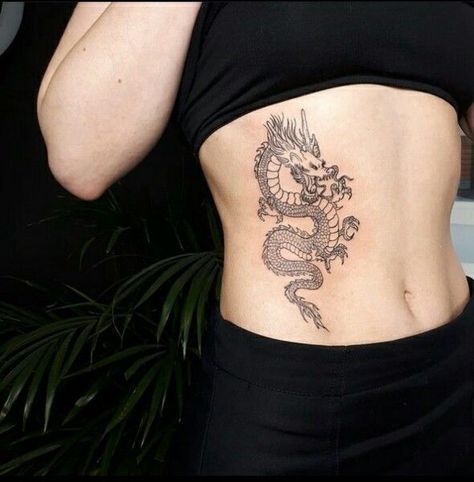 Dragon Tattoo Stomach, Waist Tattoo, Red Tattoo Ideas, Red Ink Tattoo, Small Dragon Tattoos, Waist Tattoos, Cherry Tattoos, Red Tattoo, Dragon Tattoo For Women