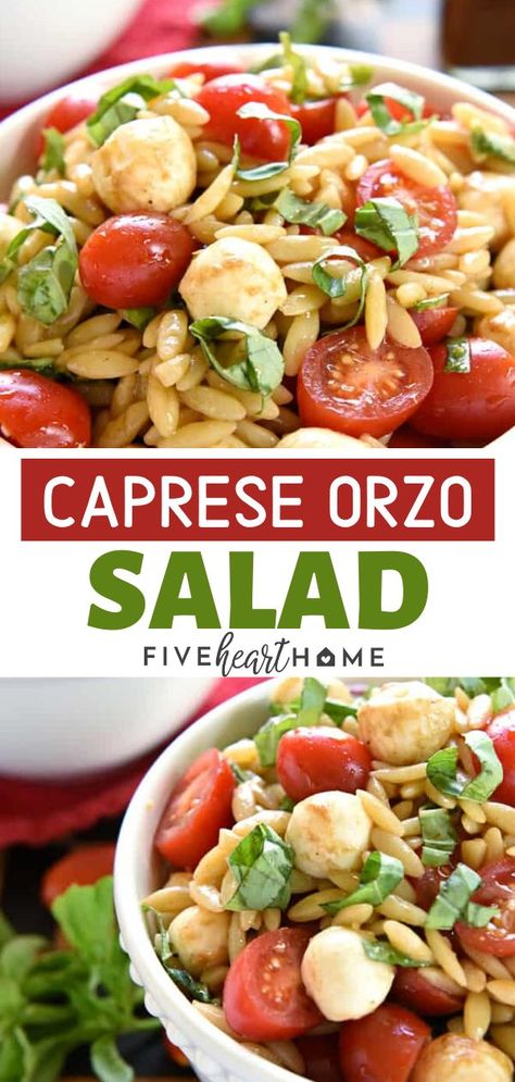 Caprese Orzo, Orzo Salat, Salad Caprese, Salad With Balsamic Vinaigrette, Orzo Salad Recipes, Orzo Pasta Salad, Spring Recipe, Orzo Recipes, Orzo Salad