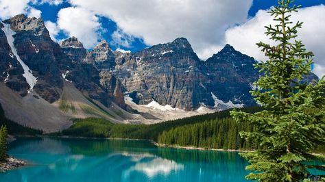 Download Wallpaper Blue lake and rocky mountains (1600 x 900 ... Jasper National Park Canada, Yoho National Park, Emerald Lake, Mountain Wallpaper, Benjamin Franklin, Rocky Mountain National, Banff National Park, Mountain Lake, Rocky Mountain National Park