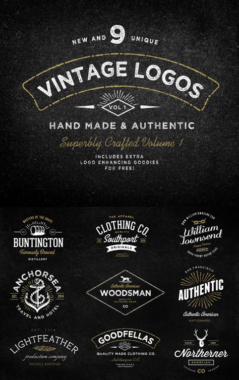 Vintage Logo Bundle and Extras #megabundle #vintageretro #logos #fonts #vectorelements #psdtemplates Brunch Logo, Elements Graphic Design, Vintage Logos, Cake Logo Design, Logos Ideas, Shop Logo Design, Logo Bundle, Vintage Logo Design, Ideas Vintage