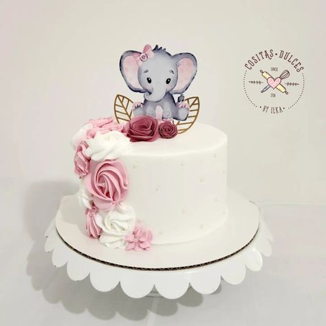 Girl Baby Shower Cake, Elephant Baby Shower Cake, Girl Shower Themes, Pastel Baby Shower, Unique Birthday Cakes, Baby Shower Cakes Girl, Elephant Cakes, Elephant Shower