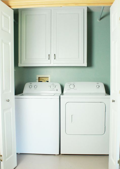 How to Make Your Laundry Closet Feel Like A Laundry Room Dark Laundry, Small Laundry Closet, Laundry Closet Makeover, Bathtub Cover, Laundry Nook, Stylish Laundry Room, Hallway Closet, Tiny Closet, Laundry Room Closet