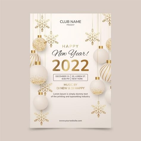 New Year Menu Design, New Year Poster Design, Happy New Year Poster, New Year Template, New Year Creative, Christmas Illustration Design, Christmas Vector Illustration, Luxury Advertising, New Year Menu