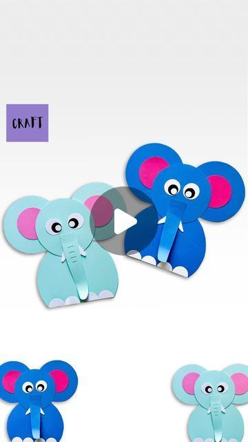 Paper Crafts Elephant, Paper Craft Elephant, How To Make Animals With Paper, Elephant Art And Craft, Origami Activity For Kids, How To Make Paper Animals, Elephant Crafts For Preschool, Creative Arts Activities For Preschool, Creative Activities For Kids Preschool