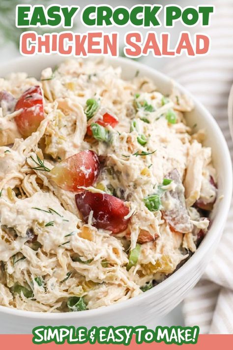 Crock Pot Chicken Salad, Crock Pot Chicken Salad Recipe, Chicken Salad In Crockpot, Crockpot Chicken For Chicken Salad, Creamy Chicken Salad Recipe, How To Cook Chicken For Chicken Salad, Crockpot Chicken Salad Recipe, Chicken Salad Crockpot, Crockpot Chicken Salad