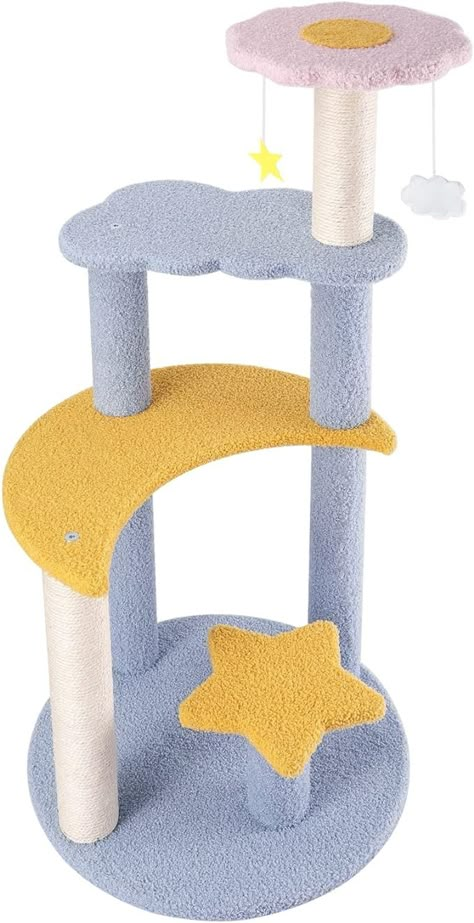 Amazon.com: Lucky Monet 32 Inches Blue Cat Activity Tree Cute Cat Kitten Tree Cat Climbing Tower with Scratching Post Moon Star Flower : Everything Else Small Cat Tree, Cat Stand, Cat Climbing Tower, Climbing Tower, Diy Cat Tree, Cat Towers, Tree Cat, Cat Activity, Cat Stands