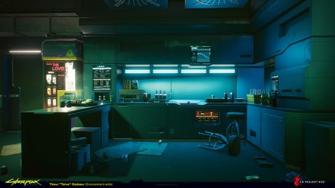 ArtStation - Cyberpunk 2077 - various interiors Cyberpunk Interior Design, Cyberpunk Interior, Cyberpunk Room, Dark Future, Creating Texture, Cyberpunk City, Messy Room, Building Art, Diy Home Furniture