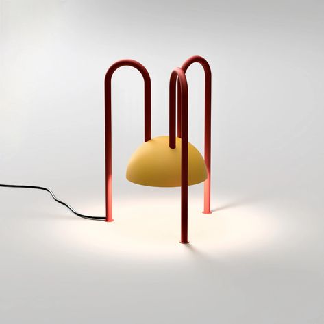 ALLUGI Modern Geometric Table Lamp From Balance Lamp With a Yellow Globe and Red Legs - Etsy Poland Table Lamp Metal, Geometric Lamps, Yellow Lampshade, Minimal Lamp, Geometric Table Lamp, Led Lamp Diy, Geometric Lamp, Antique Light Fixtures, Geometric Table