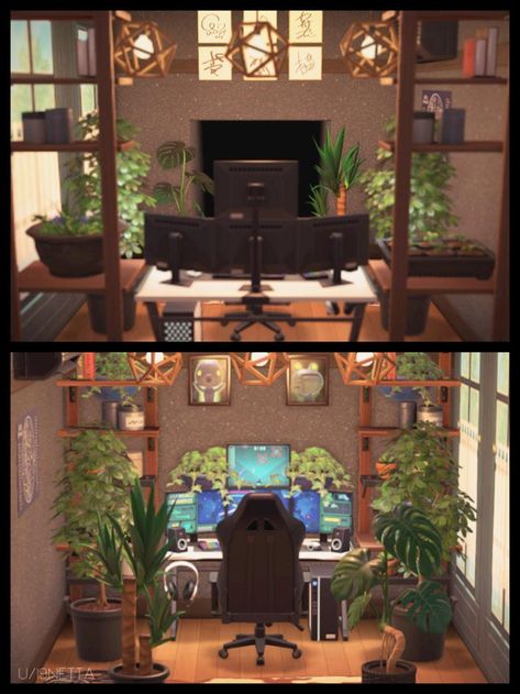 Acnh Back Room Ideas, Animal Crossing Gaming Room Ideas, Acnh Board Game Room, Acnh Greenhouse Room, Acnh Streamer Room, Animal Crossing Greenhouse Room, Acnh Hhp Music Room, Acnh Side Room Ideas, Greenhouse Room Ideas