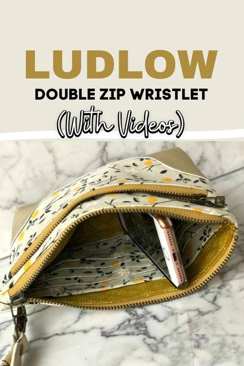 Wristlet Wallet Pattern, Wristlet Sewing Pattern, Double Zipper Pouch Tutorial, Diy Small Bag, Wristlet Tutorial, Zip Pouch Tutorial, Diy Pouch No Zipper, Wristlet Patterns, Double Zipper Pouch