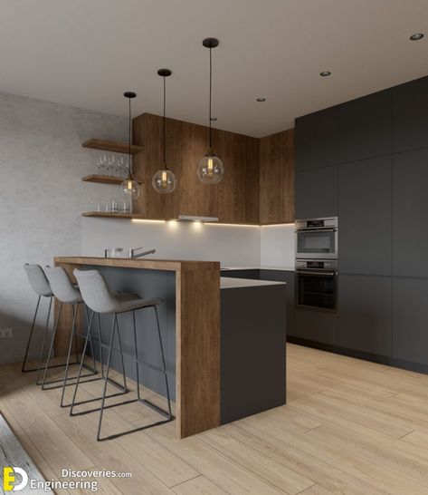 Lovely Modern Kitchen Combined With Dining Table Design Ideas - Engineering Discoveries Koti Diy, Minimalist Kitchen Design, Minimalist Room, Kitchen Room Design, Kitchen Inspiration Design, Kitchen Furniture Design, Trendy Kitchen, Minimalist Kitchen, Minimalist Living