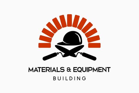 Logo design of building tools, building or building materials store logo design, silhouette of a cement spoon and helmet with twisted bricks Building Materials Logo, Building Materials Store, Brick Logo, Store Logo Design, Building Tools, Color Mixing Chart, Store Logo, Design Silhouette, Building Materials