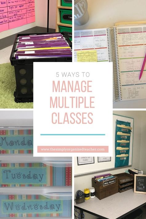 Do you have multiple classes as an elementary teacher? This post shares how you can keep all the classes organized and well managed. Middle School Teacher Organization, Teacher Paper Organization, Middle School Organization, Classroom Organization High School, Teacher Organisation, Lesson Plan Organization, Teaching Organization, Math Organization, Class Organization