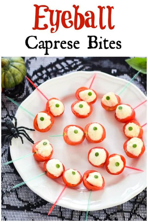 Spooky Eyeball Caprese Bites Recipe - this fun easy Halloween food is perfect for Halloween party food snacks and kids lunch boxes #EatsAmazing #Halloween #halloweenfoods #halloweenrecipes #partyfood #healthyHalloween #Halloweenparty #caprese #easyrecipe #funfood #kidsfood Healthy Halloween Party Food, Halloween Party Foods, Caprese Bites, Halloween Appetizers Easy, Healthy Halloween Food, Halloween Party Appetizers, Halloween Food Appetizers, Fun Halloween Food, Party Snack Food