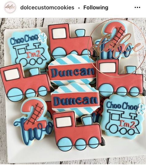 Chugs Chugs Two Two, Choo Choo Im Two, Transportation Cookies, Train Cookies, Two Birthday, Vanilla Sugar Cookie, Meringue Powder, Delicious Cookies, Thomas The Train