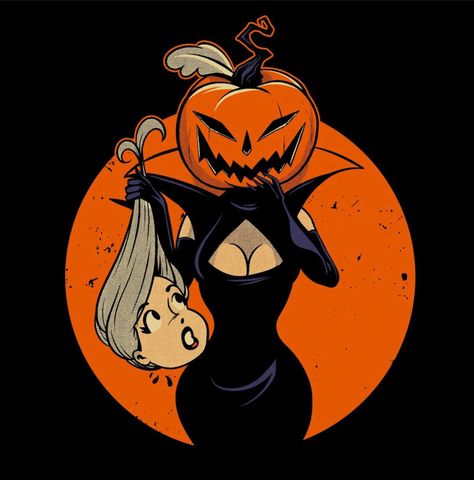 Vintage Pinup Wallpaper, Pumpkin Pinup Tattoo, Spooky Pinup Art, Pulp Adventure Character Art, Vampire Pinup Tattoo, Scream Pinup, Halloween Scene Drawing, Witch Pin Up Tattoo, Halloween Pin Up Art