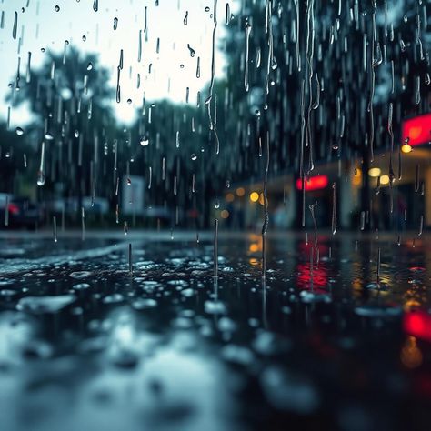 A dramatic low-angle photo of a wet, rainy scene with drizzling rain on reflective surfaces. The mood is atmospheric and moody, perfect for modern decor or adding depth to any space. Drizzling Rain, Low Angle, Reflective Surfaces, Rain Drops, Drawing And Illustration, Modern Decor, Digital Drawing, Drawing Illustrations, Bathing Beauties