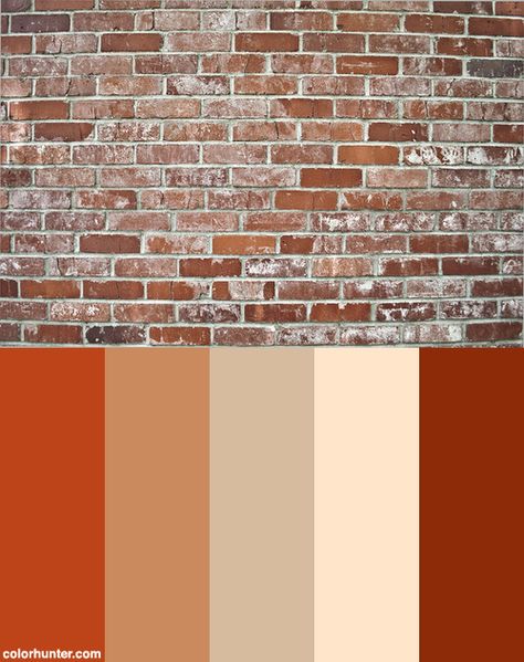 Bricks Color Scheme from colorhunter.com Paint Colors That Go With Brown Tile, Exterior Wall Finishes, Brick Palette, Bricks Color, Bungalow Extension, Wall Color Schemes, Wall Color Combination, Best Interior Paint, House Paint Color Combination