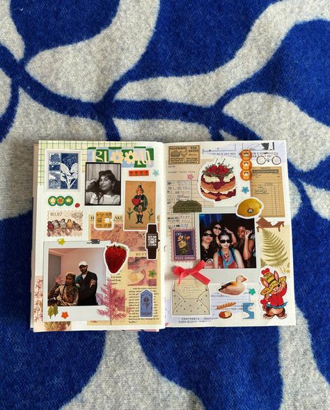 decided to try physically journal for once !!!! Things To Put In A Junk Journal, 2000s Journal, Junk Journal Spread Ideas, Junk Journal Spread, Journal Scrapbook Ideas, Things To Journal About, Picture Book Ideas, Junk Journal Layout, Trash Journal