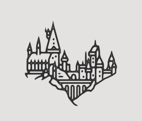 Nerdy Patchwork Tattoo, Simple Harry Potter Tattoo Designs, Dnd Tattoo Ideas Simple, Slytherin Tattoo Ideas Minimalist, Simple Harry Potter Drawings, Harry Potter Line Art, Hogwarts Outline, Harry Potter Flash Tattoo, Patchwork Tattoo Ideas Drawings