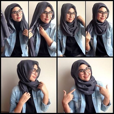 hijab styles for Girls with glasses Hijabi Mode, Hijab Stile, How To Wear Hijab, Simple Hijab Tutorial, Tutorial Hijab Pashmina, Turban Hijab, Stile Hijab, Simple Hijab, Modern Hijab