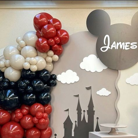 EVENT STYLING & DESIGN | LUXURY BALLOON GARLANDS | CUSTOM PROPS on Instagram: "J a m e s Turns One   Client loved our recent neutral Mickey setup but wanted to add the classic tones of Mickey Mouse , here’s our exciting take on classic  Mickey Mouse theme, Keeping the original colour palette but adding some neutrals to create this gorgeous display   PRO BALLOON TIP:  Use imperial red from #sempertex balloon brand  Instead of the standard red and best thing you don’t need to double stuff to achieve this colour   Ready to transform your next event into a magical masterpiece? DM us to start @colourfultreasures   @sunshinepartyhire  @kaylaghajar  . . . . #mickeybirthday#mickeymousecake#mickeymouseparty#firstbirthday#mickeymousetheme#neutralmickeyparty#kidspartyideas#kidsbirthday#balloongarland Mickey Mouse Balloons, Disney Balloons, Mickey Mouse Theme, Baby Birthday Themes, Twins 1st Birthdays, Mickey Balloons, Classic Mickey Mouse, Mickey Birthday, 3rd Birthday Parties