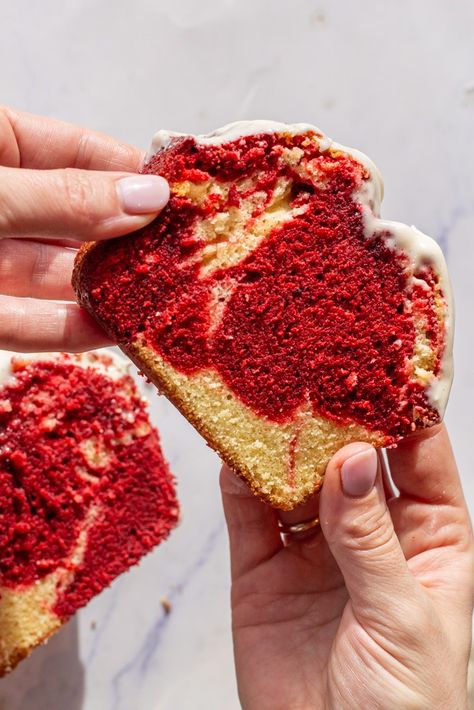 Red Velvet Marble Loaf - Kitchen-by-the-Sea Red Velvet Marble Cake, Marble Loaf, Red Food Dye, Cakes To Bake, Marble Cake Recipes, Bread Loaves, Country Food, Baking Breads, Loaf Cakes