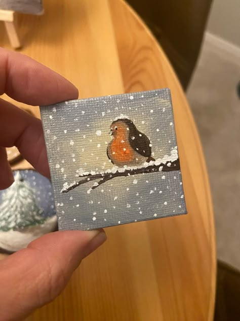 Small Canvas Paintings Christmas, Christmas Small Canvas Paintings, Simple Christmas Paintings For Beginners, Mini Christmas Paintings On Canvas, Small Paintings Aesthetic, Tiny Christmas Paintings, Christmas Mini Paintings, Christmas Canvas Art Easy, Easy Christmas Paintings