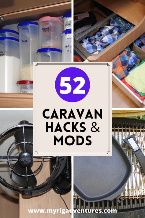 Caravan Food Storage, Caravan Food Ideas, Caravan Hacks Australia, Caravan Tips And Tricks, Caravan Must Haves, Caravan Hacks Space Saving, Camper Trailer Hacks Australia, Camper Hacks Diy Tips And Tricks, Caravan Storage Ideas Australia