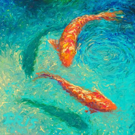 Iris Scott (American, b. 1984) Iris Scott, Finger Painting, Fish Art, Koi Fish, Impressionism, Painting Inspiration, Amazing Art, Koi, Painting & Drawing