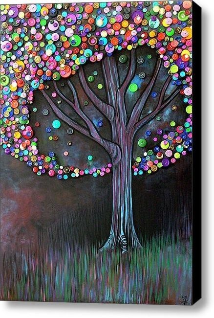 DIY art from buttons | My desired home I love this...how cool....rubylane.com has tonz of vintage and antique buttons....wow... Button Tree Art, Button Tree, Drawing Hair, Button Art, Tree Crafts, Button Crafts, Crafty Craft, Tree Art, Art Plastique